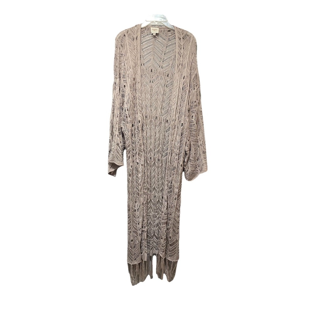 Hayden of Los Angeles BoHo Open Cardigan long lavender With Fringe 2XL